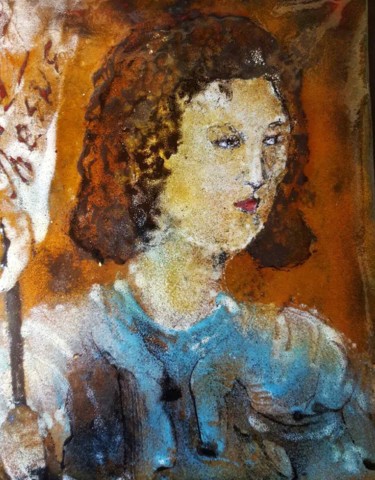 Peinture intitulée "Jeanne - Pièce uniq…" par Isabelle Mathis, Œuvre d'art originale, Émail Monté sur Panneau de bois