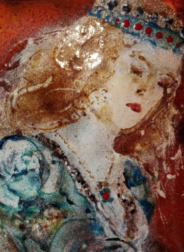 Pittura intitolato "Aliènor - Pièce uni…" da Isabelle Mathis, Opera d'arte originale, Smalto Montato su Pannello di legno