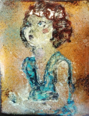 Painting titled "Lucie - Pièce uniqu…" by Isabelle Mathis, Original Artwork, Enamel