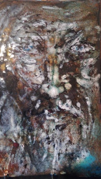 Peinture intitulée "Le vieux - Pièce un…" par Isabelle Mathis, Œuvre d'art originale, Émail Monté sur Panneau de bois