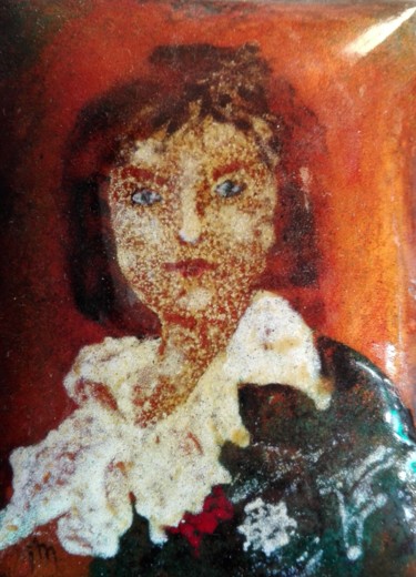 Painting titled "Louis - Pièce uniqu…" by Isabelle Mathis, Original Artwork, Enamel Mounted on Stone