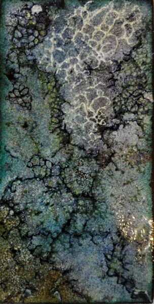 Painting titled "Kaya nu hime - Pièc…" by Isabelle Mathis, Original Artwork, Enamel Mounted on Stone