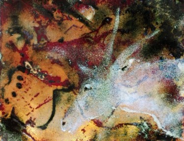 Ζωγραφική με τίτλο "Cabra Ibex - Emaux…" από Isabelle Mathis, Αυθεντικά έργα τέχνης, Σμάλτο Τοποθετήθηκε στο Ξύλινο πάνελ