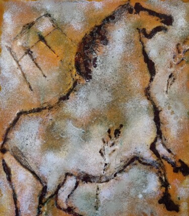 Painting titled "Przewalski2 - Emaux…" by Isabelle Mathis, Original Artwork, Enamel