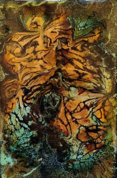Tsura nagi no kami (頬那藝神) - Pièce unique Pintura titulada "Tsura nagi no kami…" por Isabelle Mathis, Obra de arte original, Esmalte