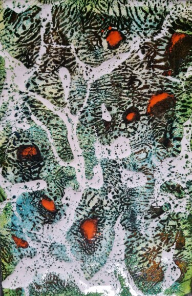Pintura titulada "Sporifère" por Isabelle Mathis, Obra de arte original, Esmalte Montado en Piedra