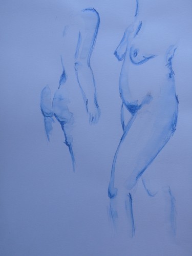 Peinture intitulée "Bleu à l'âme - Pièc…" par Isabelle Mathis, Œuvre d'art originale, Aquarelle