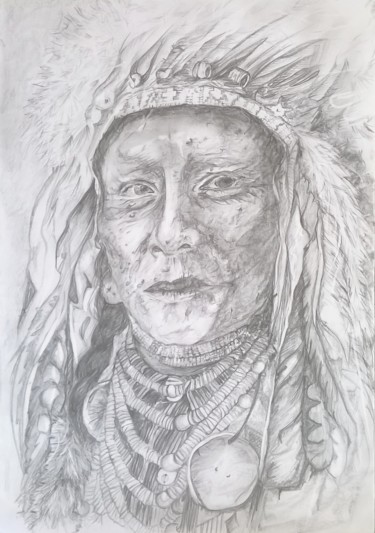 Drawing titled "Old white man - Piè…" by Isabelle Mathis, Original Artwork, Silverpoint