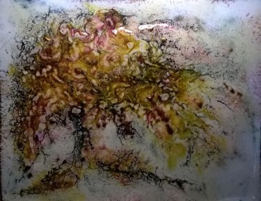 Painting titled "L'ancêtre brûlé - P…" by Isabelle Mathis, Original Artwork, Enamel