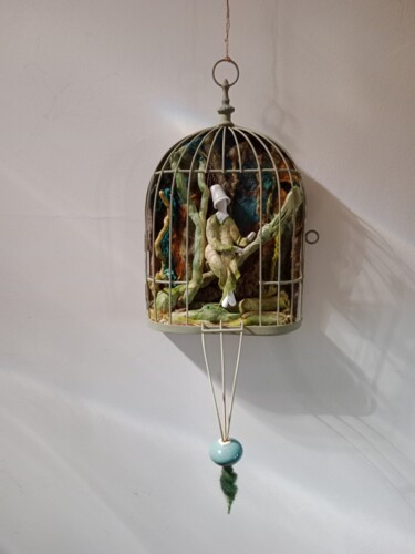 Escultura titulada "Je e vis, ça me  su…" por Isabelle Merle, Obra de arte original, Metales Montado en Bastidor de camilla…