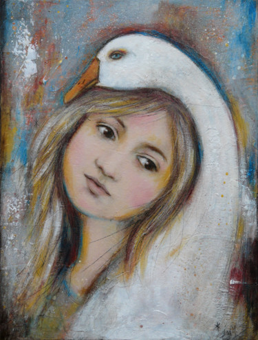 Peinture intitulée "Toi mon oie" par Isabelle Milloz, Œuvre d'art originale, Acrylique