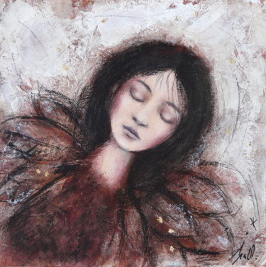 Painting titled "Je rêve que je vole…" by Isabelle Milloz, Original Artwork, Acrylic Mounted on Cardboard