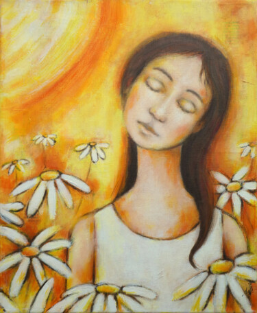 Pintura titulada "Le soleil est là" por Isabelle Milloz, Obra de arte original, Acrílico Montado en Bastidor de camilla de m…
