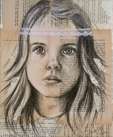 Drawing titled "Mine 13" by Isabelle Milloz, Original Artwork, Pencil Mounted on Wood Stretcher frame