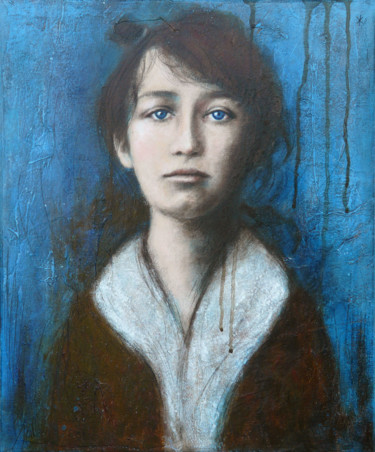 Painting titled "Camille" by Isabelle Milloz, Original Artwork, Acrylic Mounted on Wood Stretcher frame