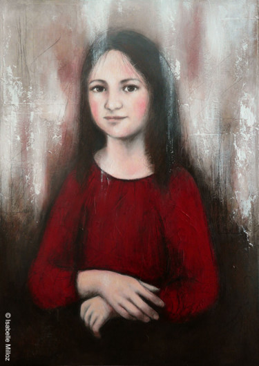 Painting titled "Petite Lisa" by Isabelle Milloz, Original Artwork, Acrylic Mounted on Wood Stretcher frame