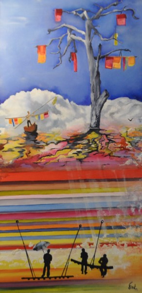 Peinture intitulée "Les couleurs de l'a…" par Isabelle Frot, Œuvre d'art originale, Huile