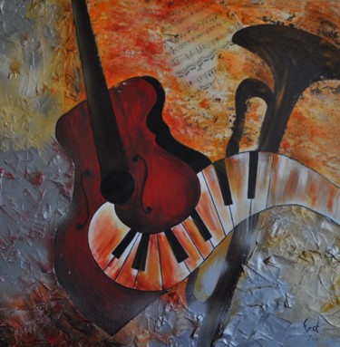 Painting titled "La musique" by Isabelle Frot, Original Artwork, Acrylic