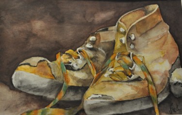 Peinture intitulée "T'as vu mes shoes" par Isabelle Frot, Œuvre d'art originale, Aquarelle