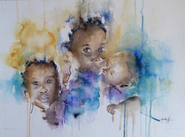 Malerei mit dem Titel "Kenya" von Isabelle Moutte, Original-Kunstwerk, Aquarell