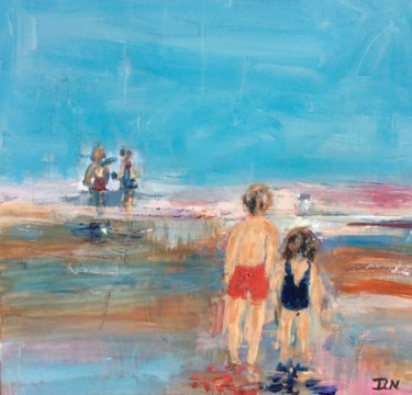 Painting titled "Petite plage 1" by Isabelle Nativelle, Original Artwork, Acrylic