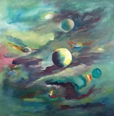 Painting titled "Univers 4" by Isabelle Ny, Original Artwork, Acrylic Mounted on artwork_cat.