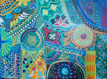 Peinture aléatoire 1 Peinture intitulée "Peinture aléatoire 1" par Isabelle Pain, Œuvre d'art originale, Acrylique Monté sur Châssis