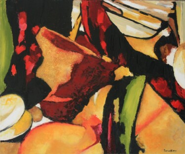 Painting titled "Abstrait 15" by Isabelle Paraskiova, Original Artwork, Oil Mounted on Wood Stretcher frame