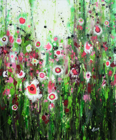 Painting titled "Free Flowers" by Isabelle Pelletane, Original Artwork, Acrylic