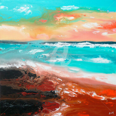 Malerei mit dem Titel "Honey Beach" von Isabelle Pelletane, Original-Kunstwerk, Acryl