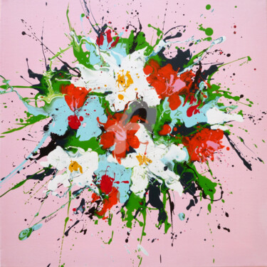 Painting titled "Bloom 3" by Isabelle Pelletane, Original Artwork, Acrylic Mounted on Wood Stretcher frame
