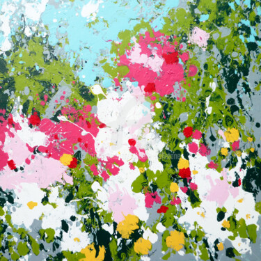 제목이 "Jardin"인 미술작품 Isabelle Pelletane로, 원작, 아크릴 나무 들것 프레임에 장착됨
