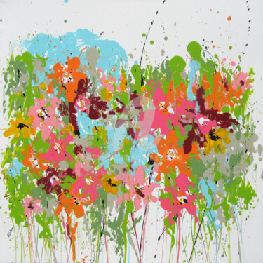 Painting titled "Sun Garden" by Isabelle Pelletane, Original Artwork, Acrylic Mounted on Wood Stretcher frame