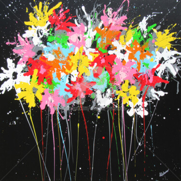 Painting titled "Night Poppy 2" by Isabelle Pelletane, Original Artwork, Acrylic
