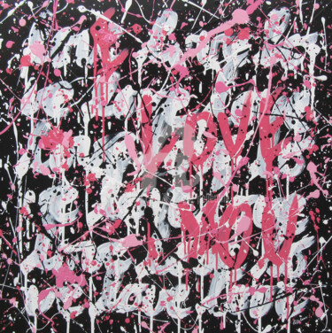 Painting titled "Pink Love" by Isabelle Pelletane, Original Artwork, Acrylic Mounted on Wood Stretcher frame