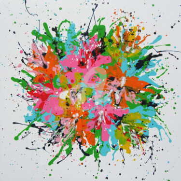 Painting titled "Bloom 6" by Isabelle Pelletane, Original Artwork, Acrylic Mounted on Wood Stretcher frame