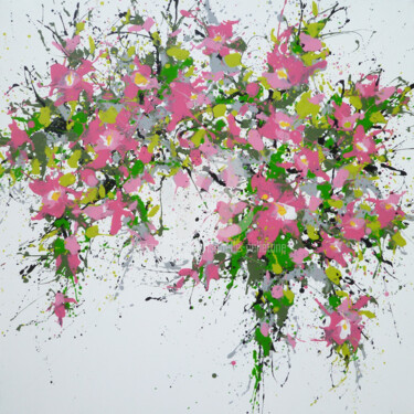 Painting titled "Pink Spring" by Isabelle Pelletane, Original Artwork, Acrylic Mounted on Wood Stretcher frame