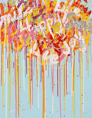 Картина под названием "Happy Life" - Isabelle Pelletane, Подлинное произведение искусства, Акрил Установлен на Деревянная ра…