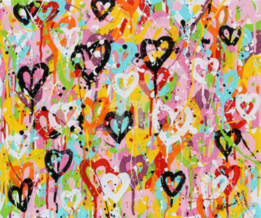 Peinture intitulée "Heart & Love" par Isabelle Pelletane, Œuvre d'art originale, Acrylique Monté sur Châssis en bois