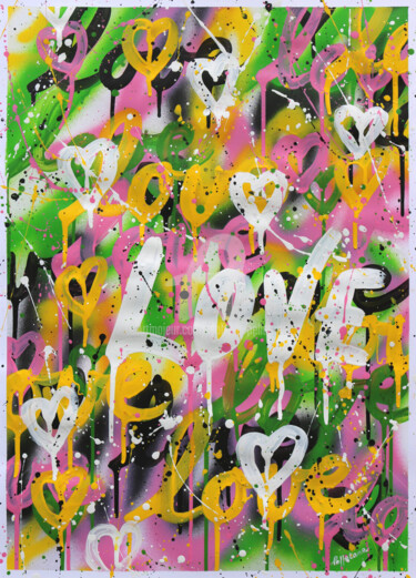 Painting titled "Love love 12" by Isabelle Pelletane, Original Artwork, Acrylic