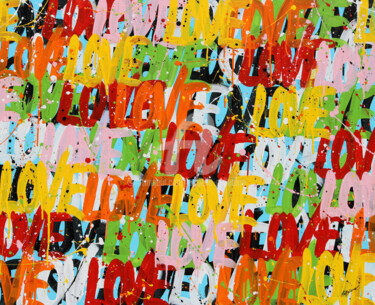 Painting titled "Love again" by Isabelle Pelletane, Original Artwork, Acrylic Mounted on Wood Stretcher frame