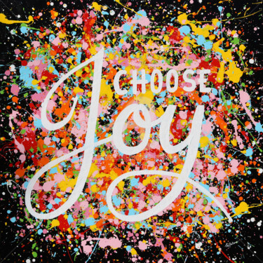 "Choose Joy" başlıklı Tablo Isabelle Pelletane tarafından, Orijinal sanat, Akrilik Ahşap Sedye çerçevesi üzerine monte edilm…