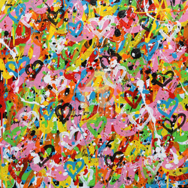 Картина под названием "Only Love" - Isabelle Pelletane, Подлинное произведение искусства, Акрил Установлен на Деревянная рам…