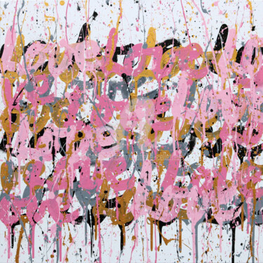 Картина под названием "LOVE GOLD" - Isabelle Pelletane, Подлинное произведение искусства, Акрил Установлен на Деревянная рам…