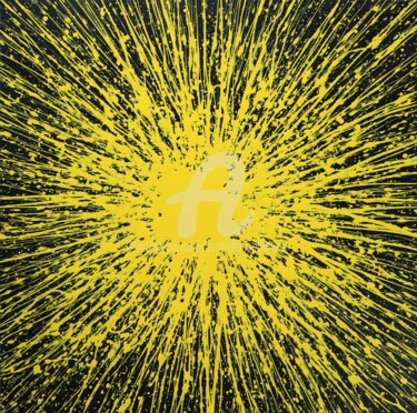 Картина под названием "Yellow Star" - Isabelle Pelletane, Подлинное произведение искусства, Акрил Установлен на Деревянная р…