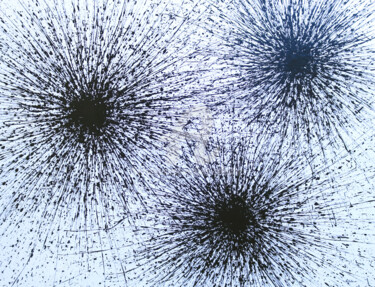 Painting titled "Black star system" by Isabelle Pelletane, Original Artwork, Acrylic Mounted on Wood Stretcher frame