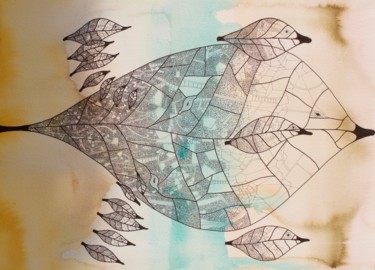Peinture intitulée "la maman des poisso…" par Pichot Di Qual, Œuvre d'art originale, Aquarelle