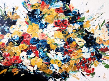Peinture intitulée "Des fleurs pour toi" par Isabelle Plante, Œuvre d'art originale, Acrylique