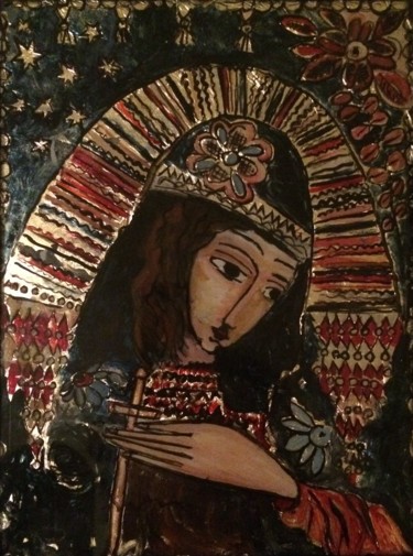 Peinture intitulée "Madone Roumaine" par Lisa, Œuvre d'art originale, Huile