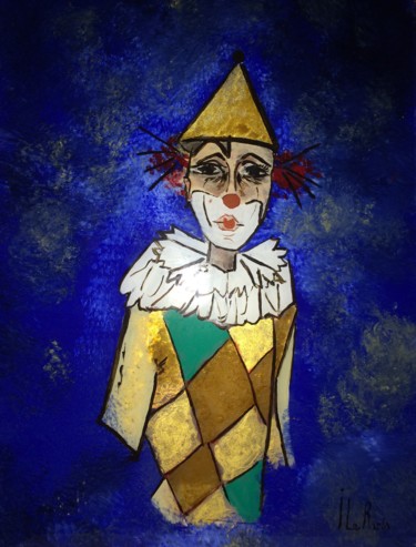 Peinture intitulée "Le blues du clown" par Lisa, Œuvre d'art originale, Huile